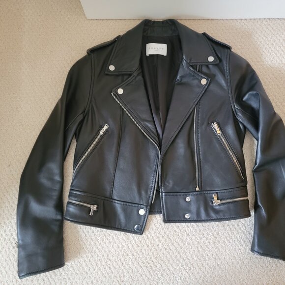 Sandro Leather Biker Jacket | Size US 2-4 | 100% Soft Lamb Leather - Picture 7 of 12